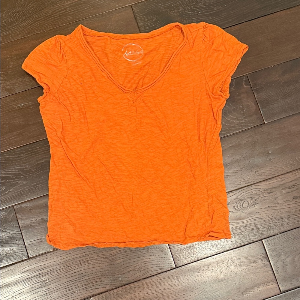 INC International Concepts Bright Orange V-Neck Tee